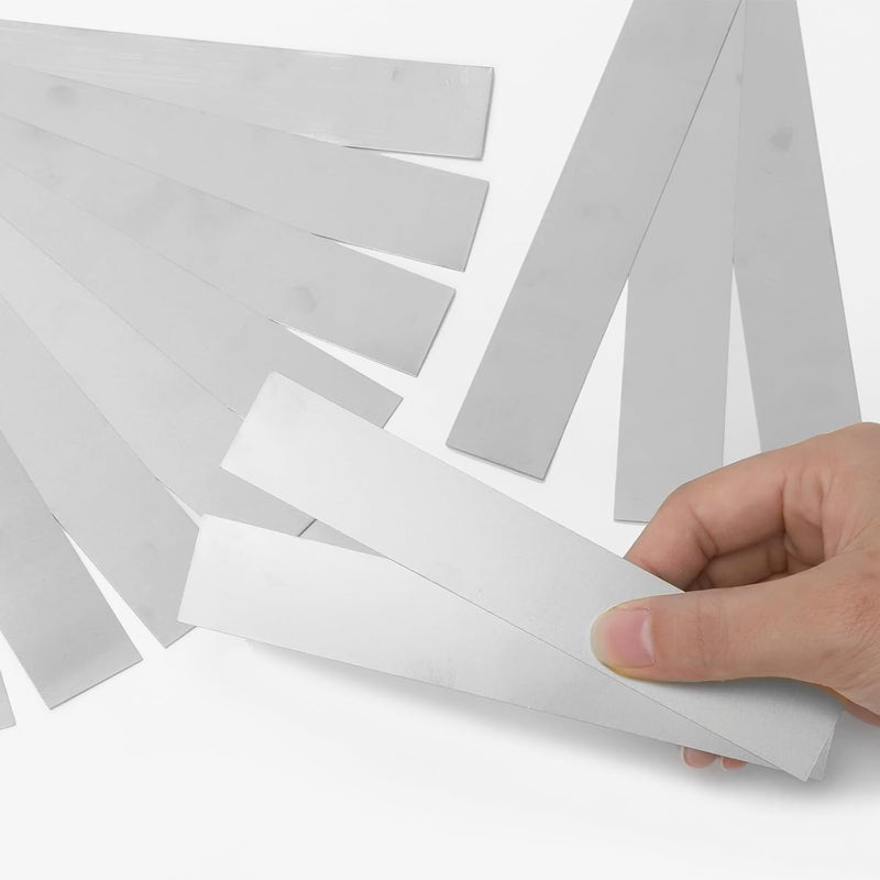 Mardatt 10Pcs 304 Stainless Steel Strips Set, 1" Width x 6" Length x 0.006" Thickness Silver Metal Shim Stock Sheet Gap Filler Trim for Wall, Fireplace, Mirror Edging and Craft Decoration - Image 5